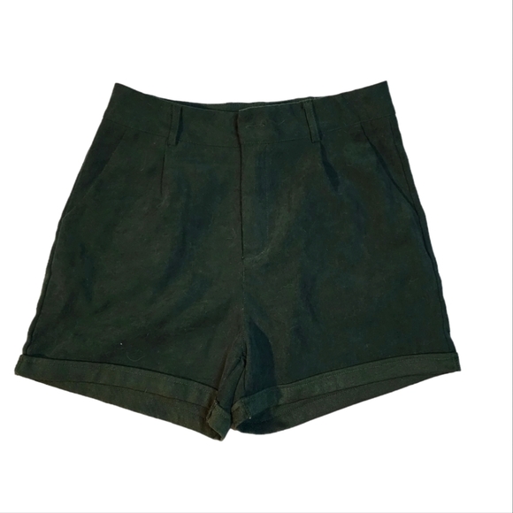 Shein Hi-rise Dark Green Cuffed Shorts Size Large - Picture 1 of 3